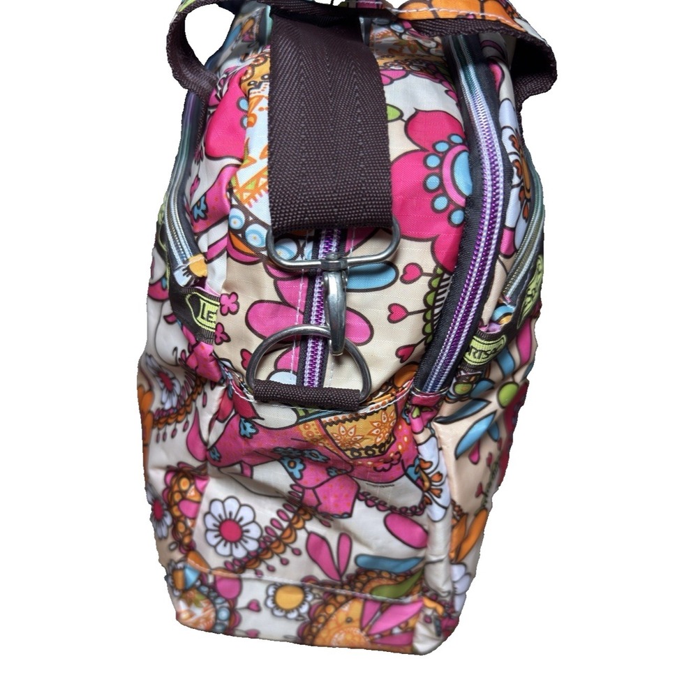 Lesportsac Elephant Floral Weekender Travel Bag Hippie Dopamine Mod Duffle - Picture 5 of 13